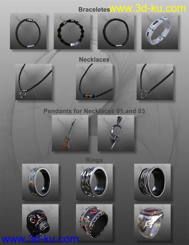 MD Rock Jewelry for Genesis 3 and 8 Male(s)模型的图片15