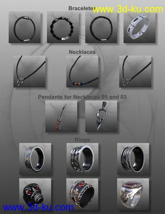 3D打印模型MD Rock Jewelry for Genesis 3 and 8 Male(s)的图片