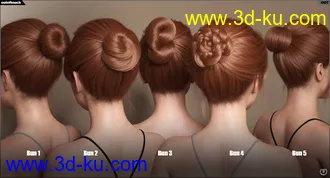 MEGA Updo Hair for Genesis 3 and 8 Female(s)模型的图片3