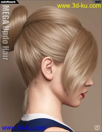 MEGA Updo Hair for Genesis 3 and 8 Female(s)模型的图片8