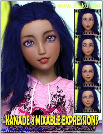 3D打印模型Mixable Expressions for Kanade 8 and Genesis 8 Female(s)的图片