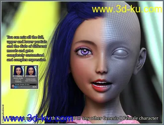 3D打印模型Mixable Expressions for Kanade 8 and Genesis 8 Female(s)的图片
