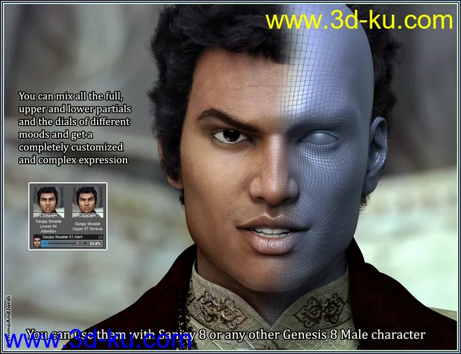 Mixable Expressions for Sanjay 8 and Genesis 8 Male(s)模型的图片2
