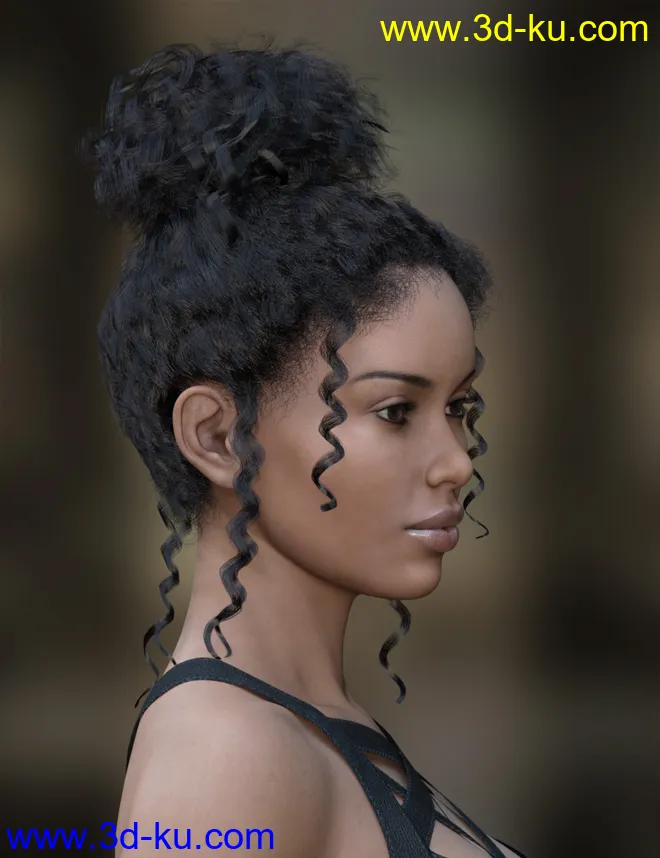 MRL dForce Curly Bun for Genesis 8 Female(s)模型的图片1