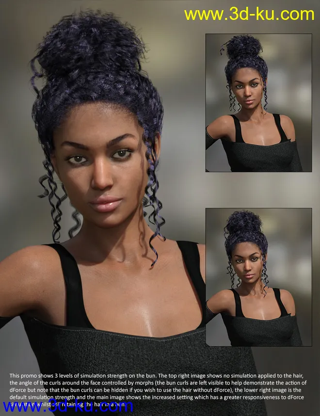 MRL dForce Curly Bun for Genesis 8 Female(s)模型的图片6