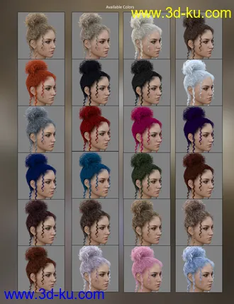 3D打印模型MRL dForce Curly Bun for Genesis 8 Female(s)的图片