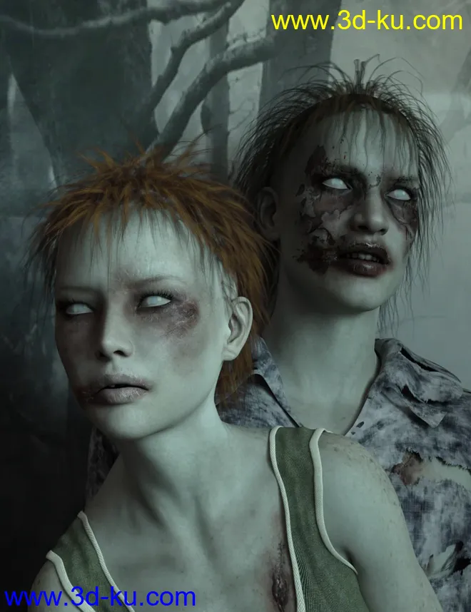 Nightmare Hair for Genesis 3 Female(s) and Male(s)模型的图片1