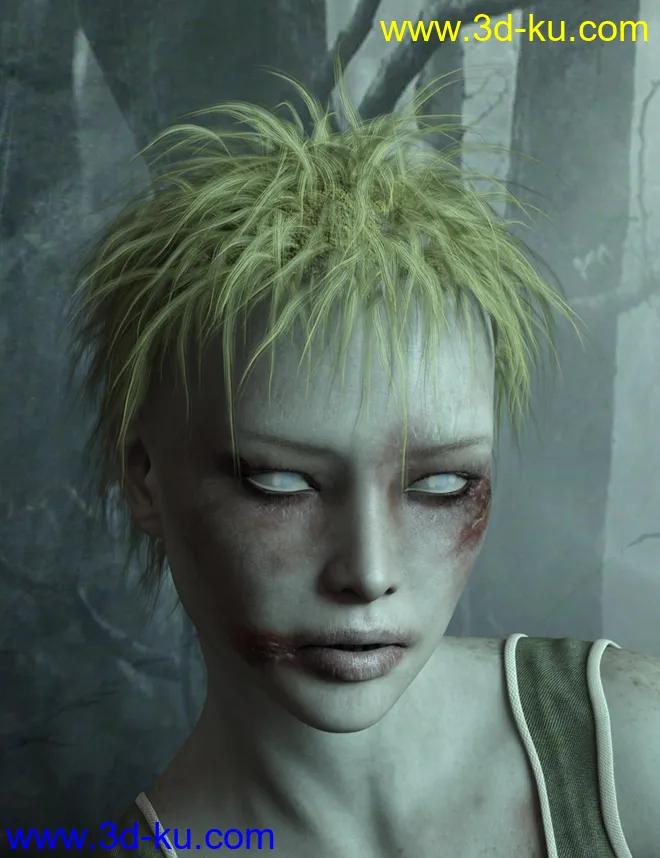 Nightmare Hair for Genesis 3 Female(s) and Male(s)模型的图片2