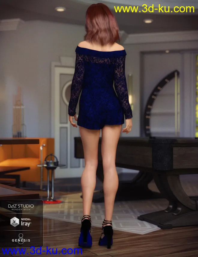 Off the Shoulder Romper for Genesis 8 Female(s)模型的图片2