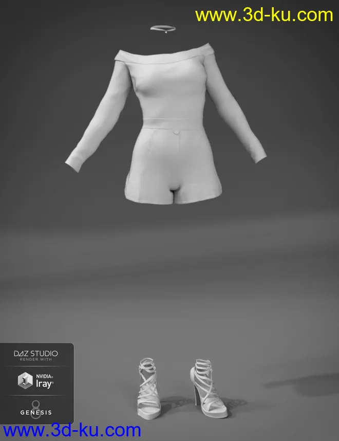 Off the Shoulder Romper for Genesis 8 Female(s)模型的图片4