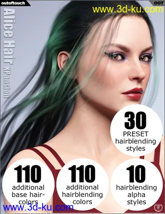 3D打印模型OOT Hairblending 2.0 Texture XPansion for Alice Wet and Dry Hair的图片
