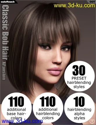 3D打印模型OOT Hairblending 2.0 Texture XPansion for Classic Bob Hair的图片