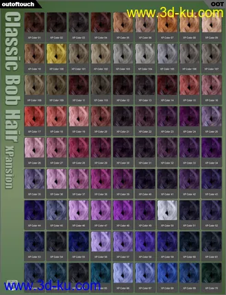 3D打印模型OOT Hairblending 2.0 Texture XPansion for Classic Bob Hair的图片