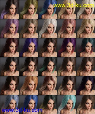3D打印模型OOT Hairblending 2.0 Texture XPansion for Leony Wet & Dry Ponytail Hair的图片