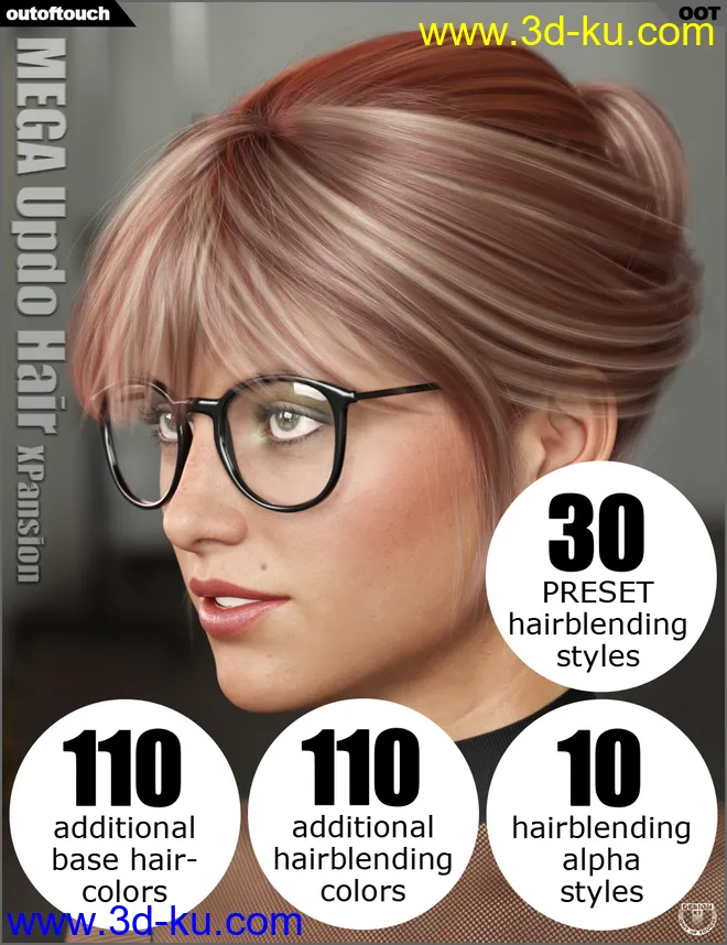 OOT Hairblending 2.0 Texture XPansion for MEGA Updo Hair模型的图片1