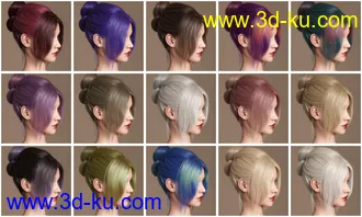 3D打印模型OOT Hairblending 2.0 Texture XPansion for MEGA Updo Hair的图片