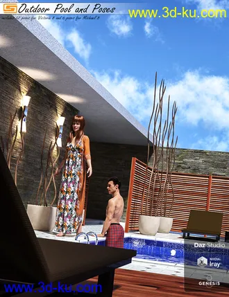 3D打印模型Outdoor Pool and Poses for Victoria 8 and Michael 8的图片