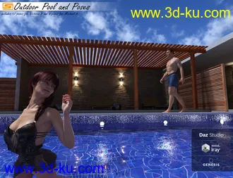 3D打印模型Outdoor Pool and Poses for Victoria 8 and Michael 8的图片