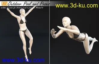 3D打印模型Outdoor Pool and Poses for Victoria 8 and Michael 8的图片