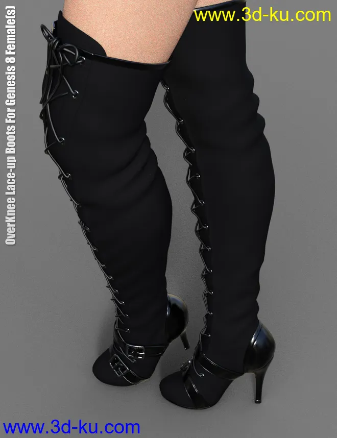 OverKnee Lace-Up Boots for Genesis 8 Female(s)模型的图片8