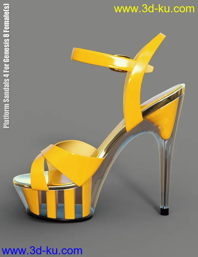 Platform Sandals 4 For Genesis 8 Female(s)模型的图片3