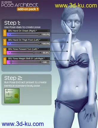 3D打印模型Pose Architect Add-on Pack 1 for Genesis 8 Female(s)的图片