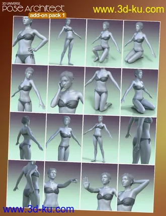 3D打印模型Pose Architect Add-on Pack 1 for Genesis 8 Female(s)的图片