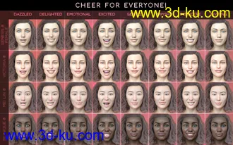 3D打印模型PTF Cheer for Everyone! Expressions for Genesis 8的图片