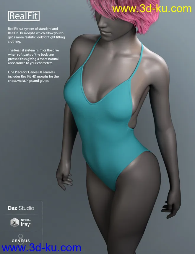 RealFit One Piece for Genesis 8 Females模型的图片4