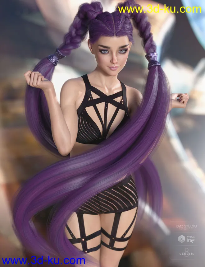 Rowan Hair for Genesis 3 & 8 Female(s)模型的图片3