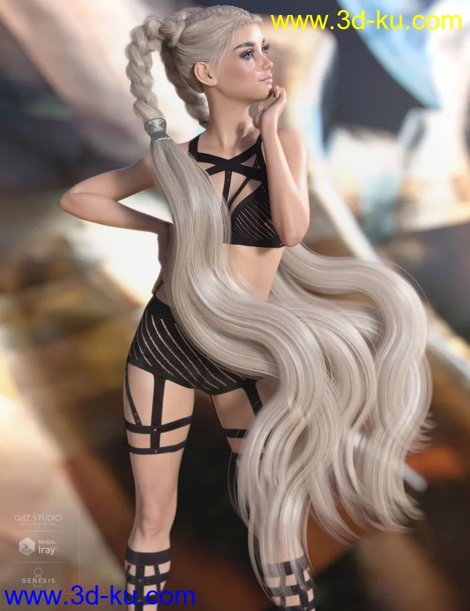 Rowan Hair for Genesis 3 & 8 Female(s)模型的图片4