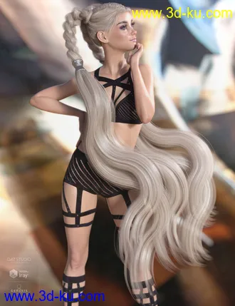 3D打印模型Rowan Hair for Genesis 3 & 8 Female(s)的图片