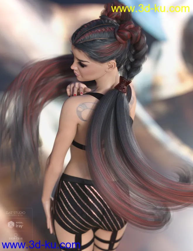 Rowan Hair for Genesis 3 & 8 Female(s)模型的图片7