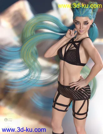 3D打印模型Rowan Hair for Genesis 3 & 8 Female(s)的图片