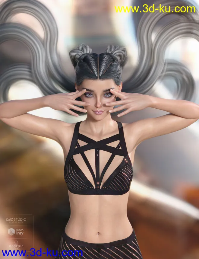 Rowan Hair for Genesis 3 & 8 Female(s)模型的图片10