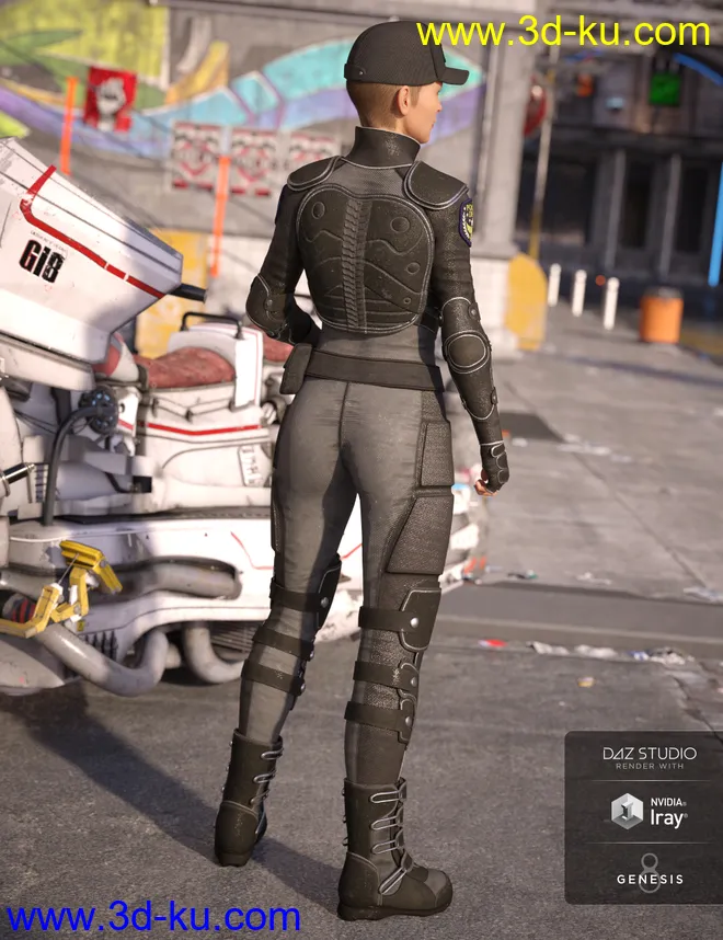 Sci-fi Police Outfit for Genesis 8 Female(s)模型的图片3