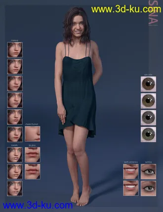 3D打印模型Sina HD & Smile HD Expression for Genesis 8 Female的图片