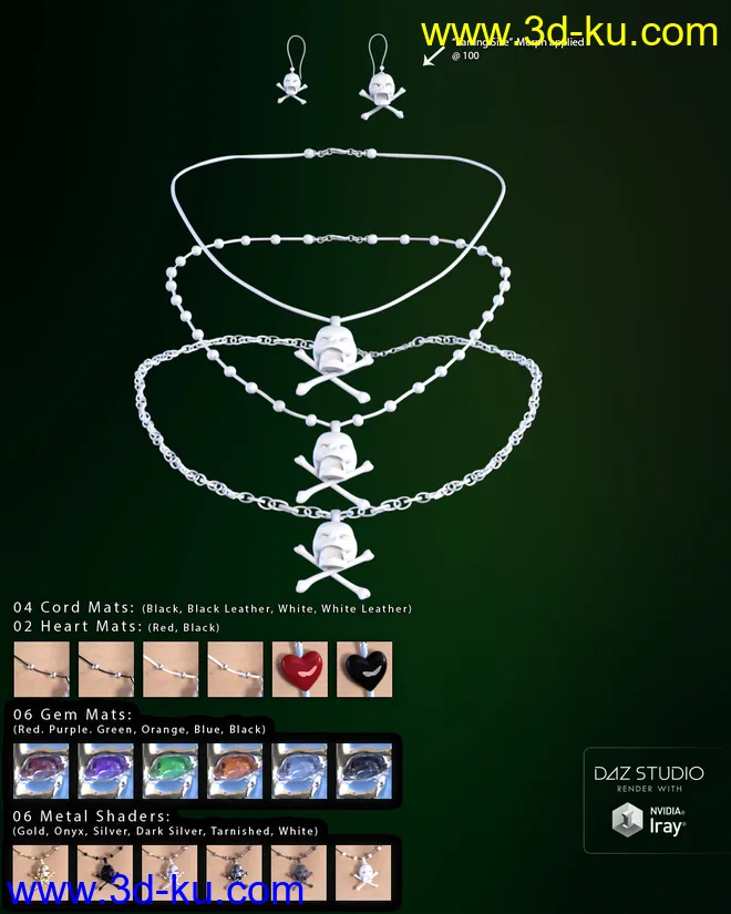 Skullduggery Jewelry for Genesis 3 Female(s)模型的图片5