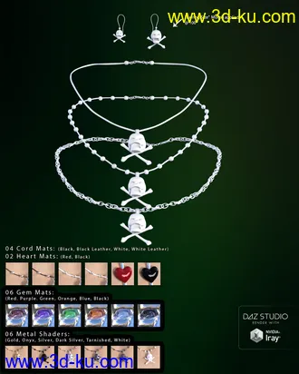 3D打印模型Skullduggery Jewelry for Genesis 3 Female(s)的图片