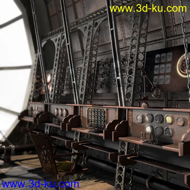 Steampunk Airship Cabin模型的图片2