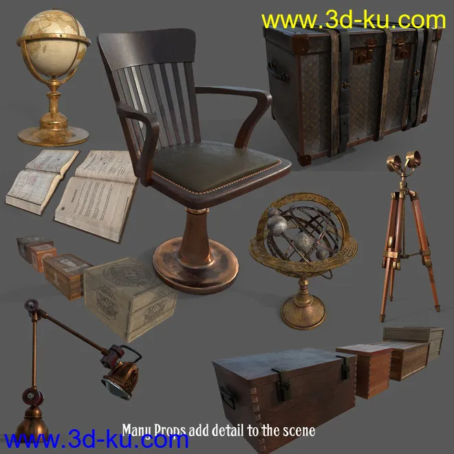 Steampunk Airship Cabin模型的图片5