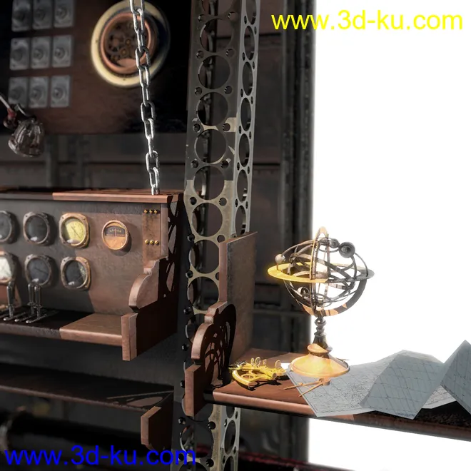 Steampunk Airship Cabin模型的图片6