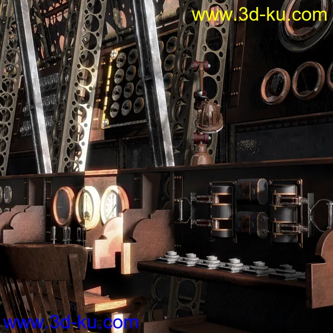 Steampunk Airship Cabin模型的图片9