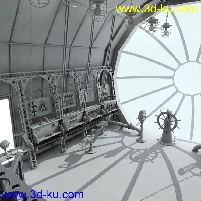 Steampunk Airship Cabin模型的图片12