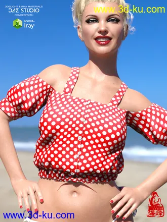 3D打印模型Strap Puff Sleeve Top for Genesis 8 Females的图片