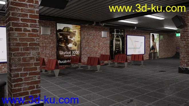 Subway Platform For Iray模型的图片2