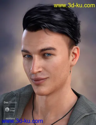 3D打印模型Terence Flipped Hair for Genesis 3 and 8 Male(s)的图片