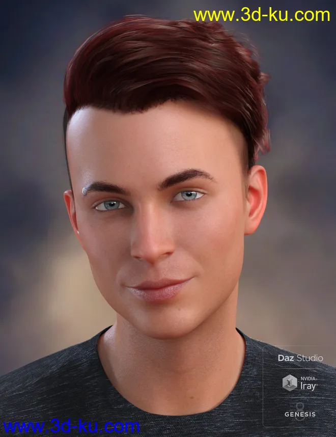 Terence Flipped Hair for Genesis 3 and 8 Male(s)模型的图片3
