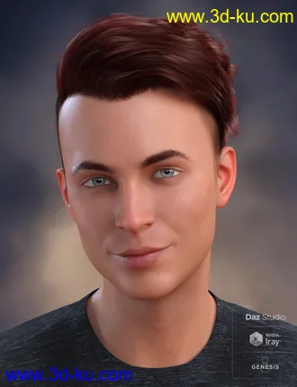 3D打印模型Terence Flipped Hair for Genesis 3 and 8 Male(s)的图片