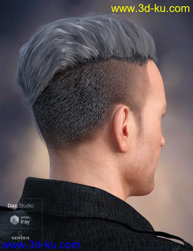 Terence Flipped Hair for Genesis 3 and 8 Male(s)模型的图片5